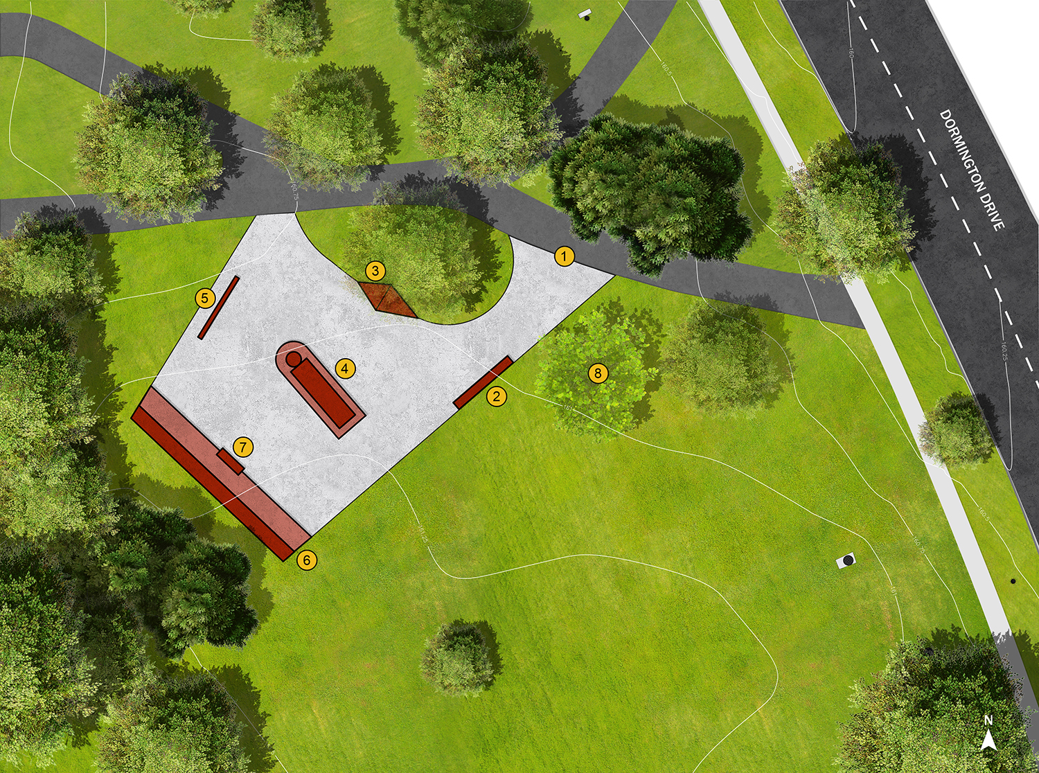 Site plan for Option 2 with square shape and circular flow