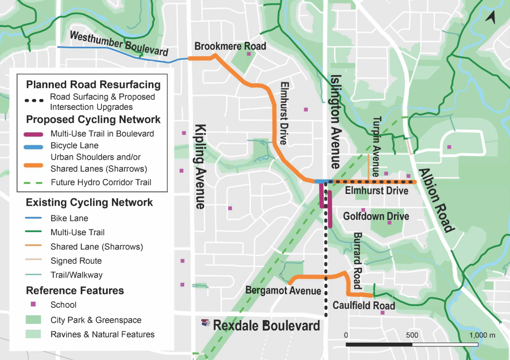 Map of project area showing proposed changes on Elmhurst Drive and neighbouring streets.