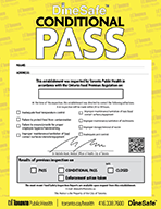 DineSafe Conditional Pass Notice