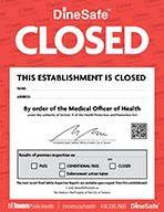 DineSafe Closed notice