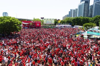 large crowd of fans enjoying themselves at FIFA Fan Festival