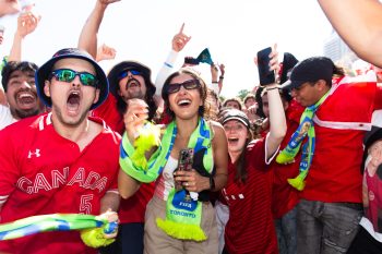 fans enjoying themselves at FIFA Fan Festival