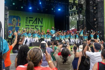 Stage with performers and audience
