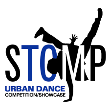 Stomp Urban Dance flyer with a dancer doing a handstand with feet in the air.