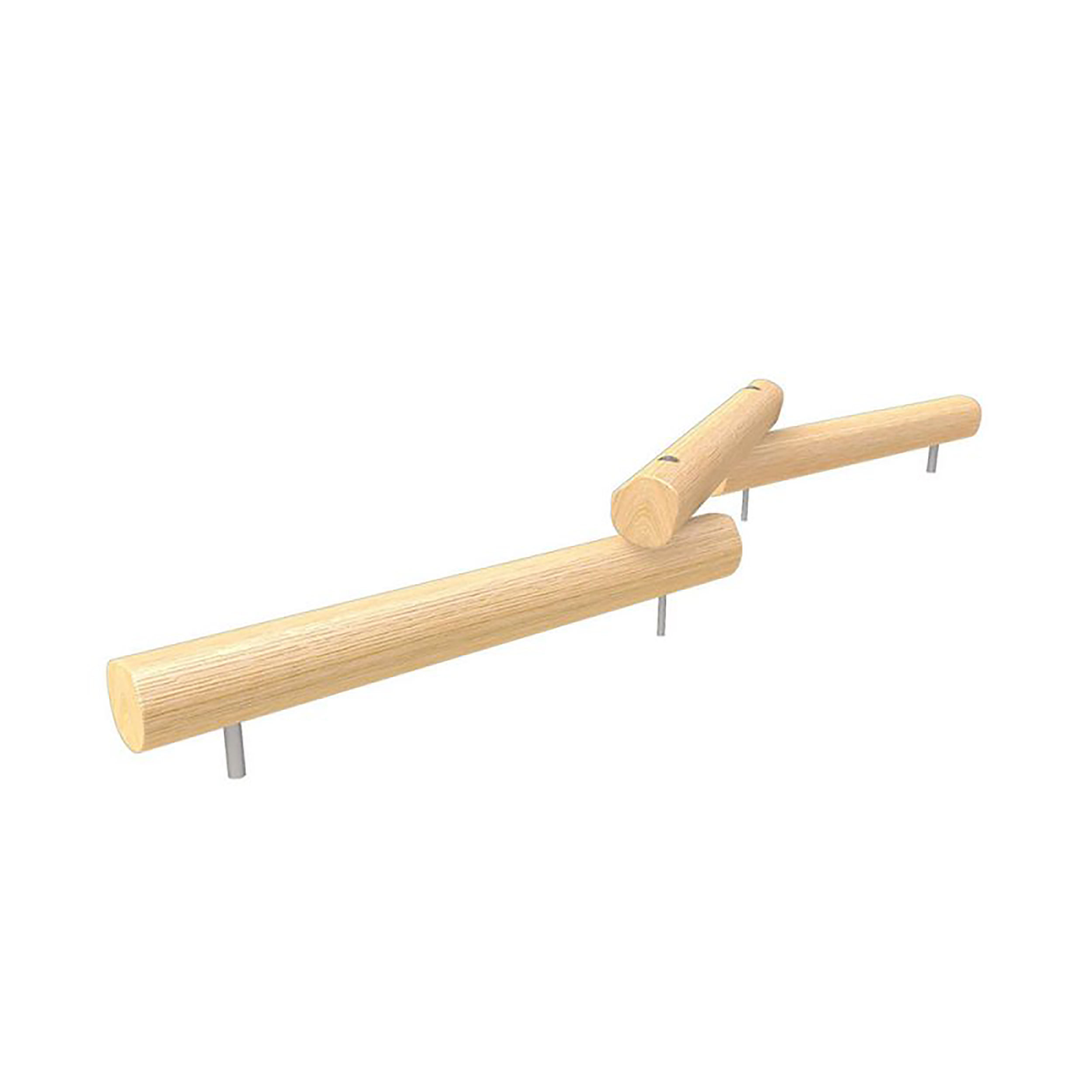 A zigzag shaped balancing beam intended for climbing, crawling and balancing.