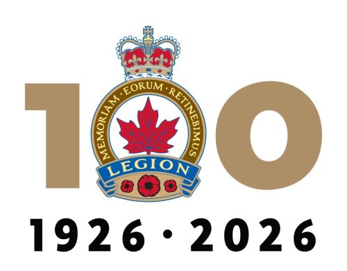 Crest of the Royal Canadian Legion with the anniversary dates of 1926 to 2026