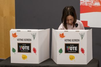 Kids Vote Weekend participant casting a ballot.