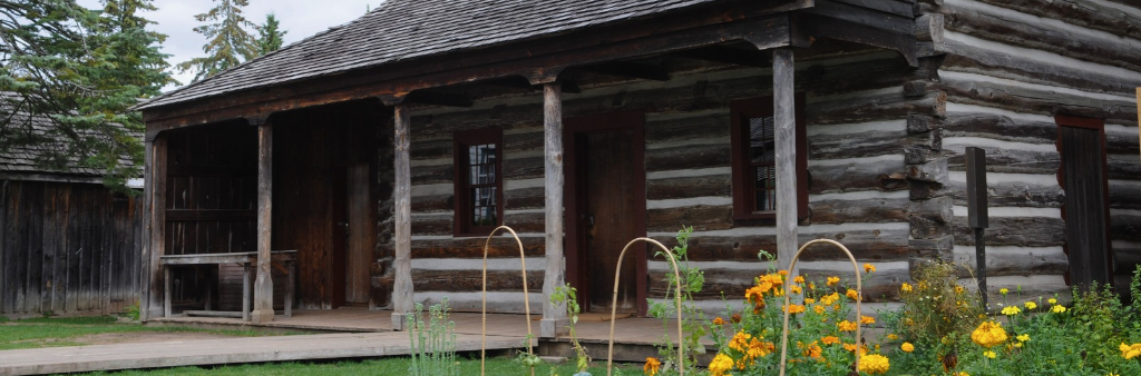Log cabin with garden