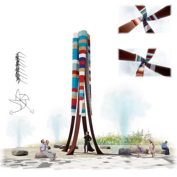 Rendering of the public art described in the text below.