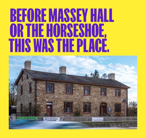 Text Before Massey Hall or the Horseshow, this was the place over image of a historic brick inn
